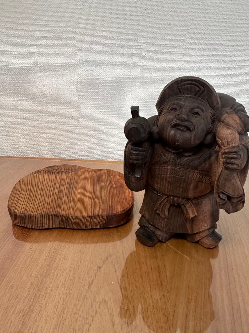 木製 福の神像 屋久杉台座付き