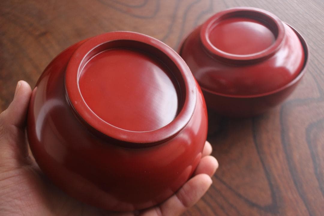 時代逸品！上質朱漆に極上松葉蒔絵の映えるお椀2点（検輪島塗雑煮椀煮物椀