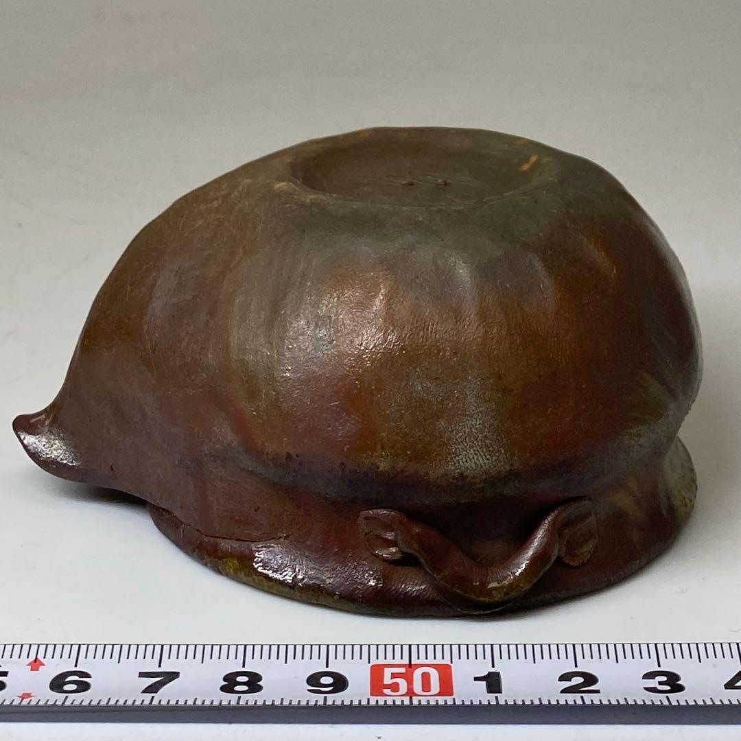 木村春芳 備前焼 手捻り宝瓶 共箱 h7cm 東キ8-0121☆2F