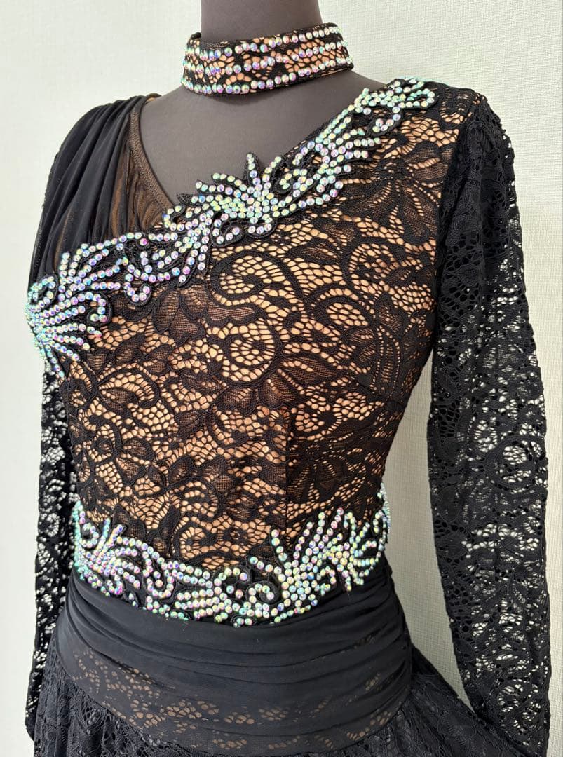 社交ダンスワンピース　パーティワンピース　ソシアルダンス　黒