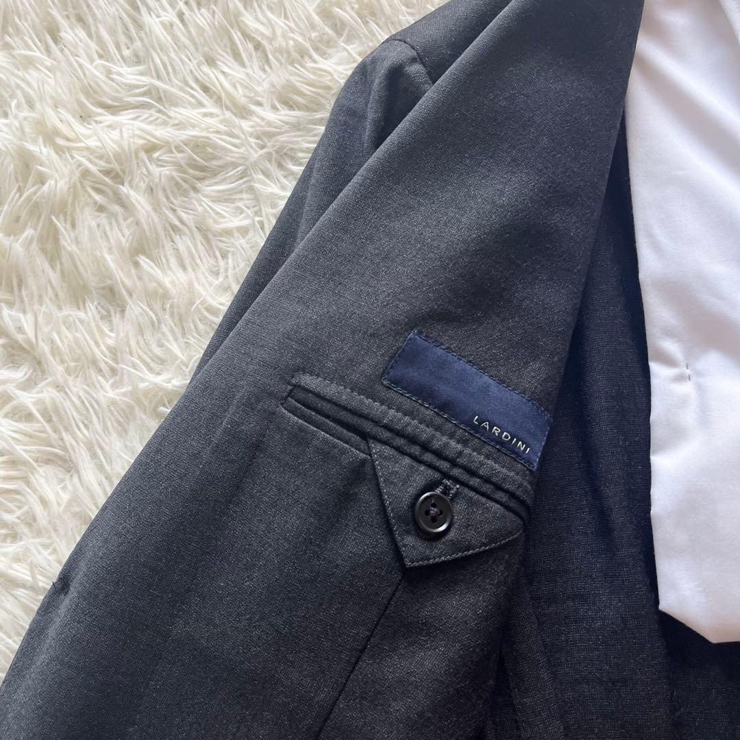 <美品>LARDINI ダークグレー ウール 春夏 ジャケット サイズ48