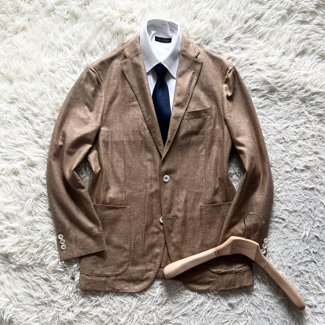 <美品>BOGLIOLI dover キャメル シルク100% ジャケット 48
