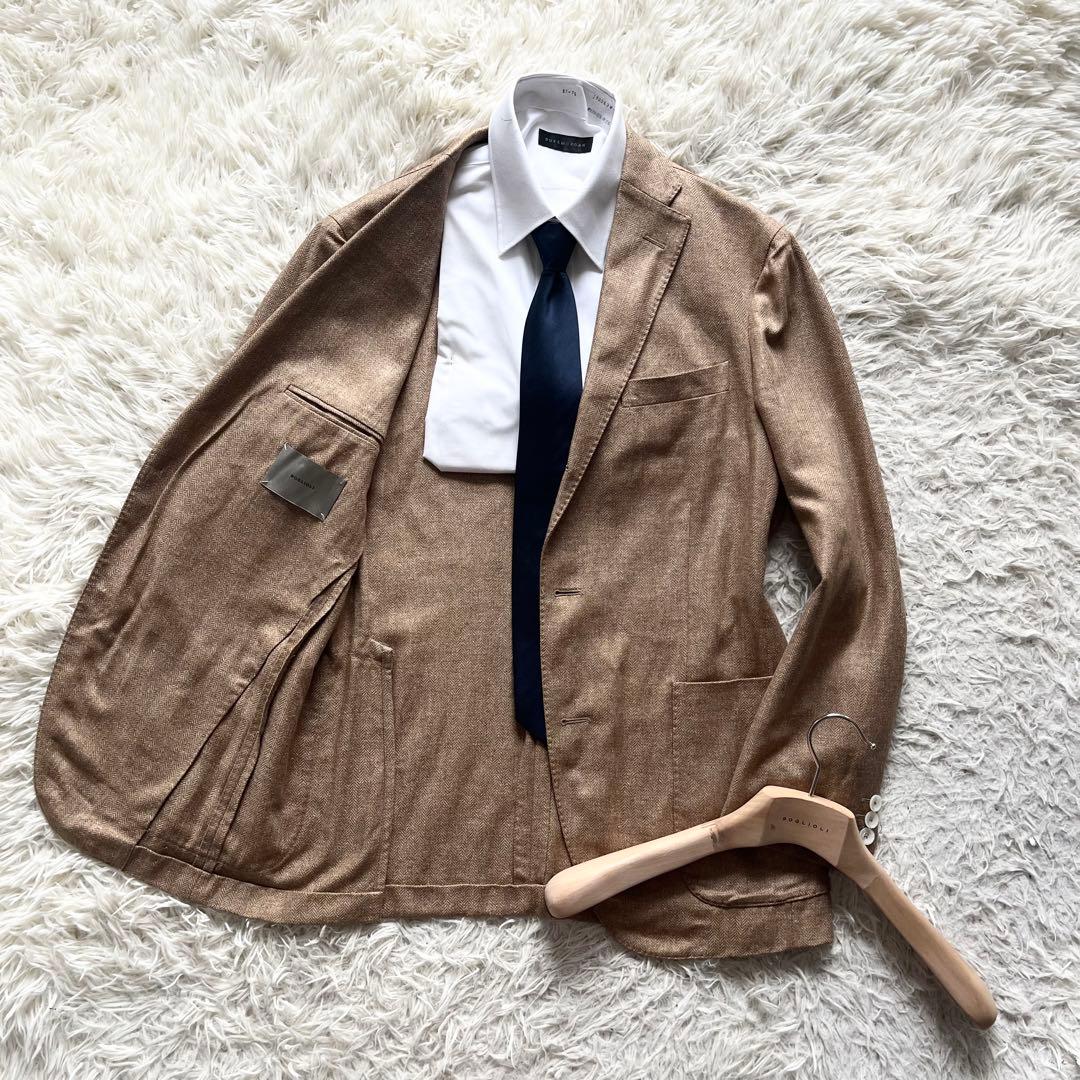 <美品>BOGLIOLI dover キャメル シルク100% ジャケット 48