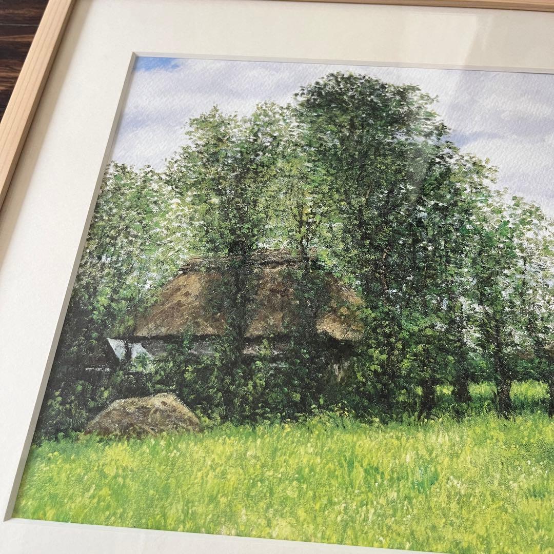 向井潤吉 草原六月 複製画 世田谷美術館 共同印刷 額装 限定 風景画　F