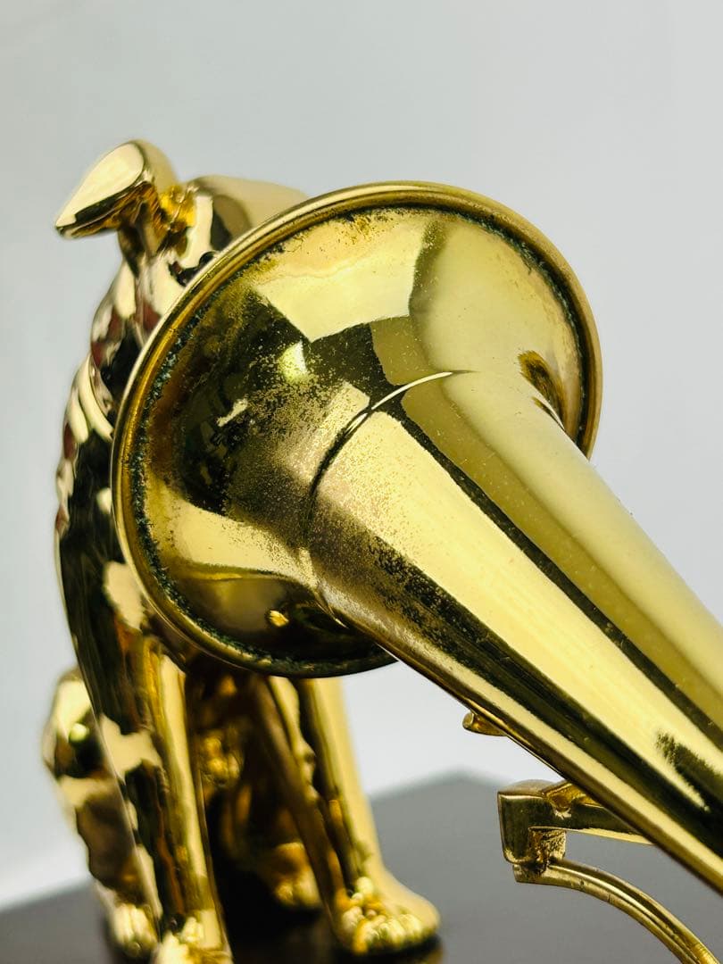 VICTOR ニッパー犬 ゴールド 蓄音機 創立50周年 置物　ガラスケース付き