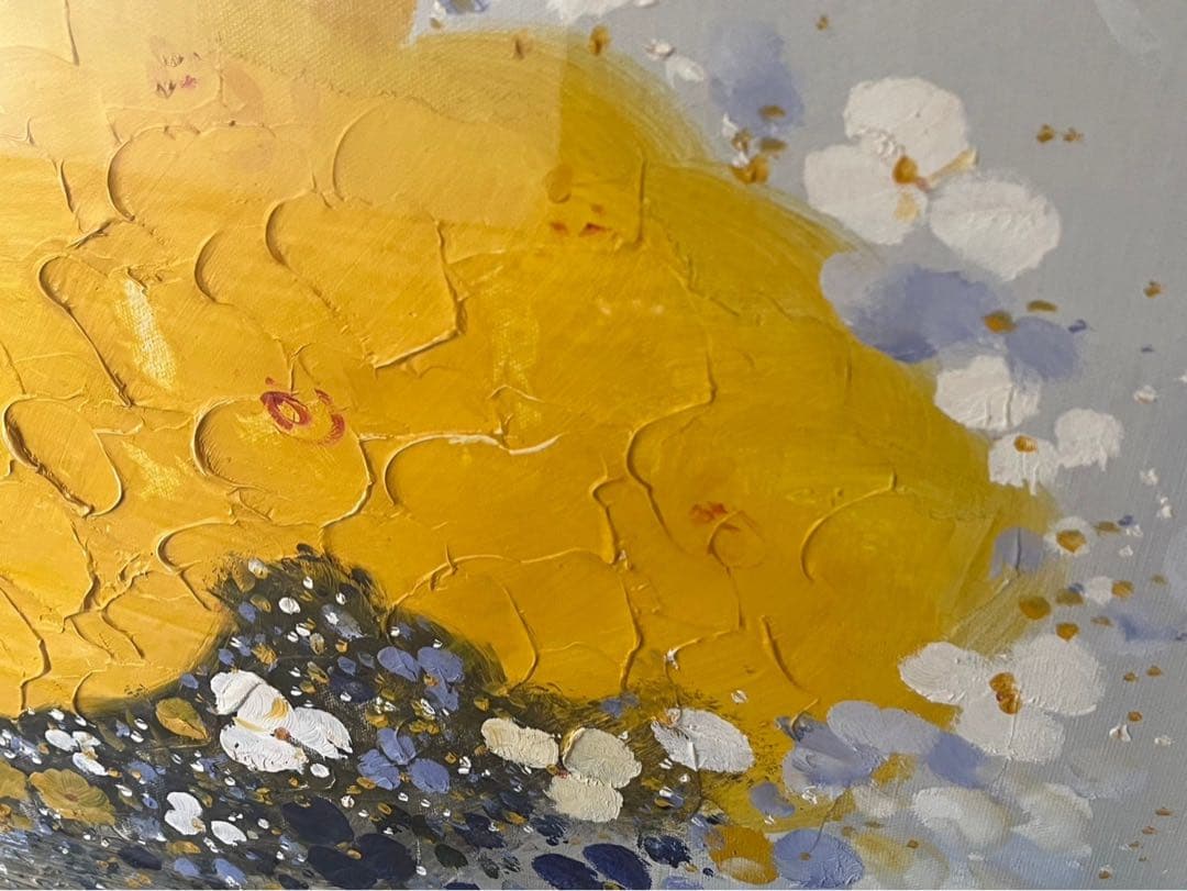 あき 星＊平山講平 花瓶の黄花図 油絵 インテリア額縁 F20 直筆サイン