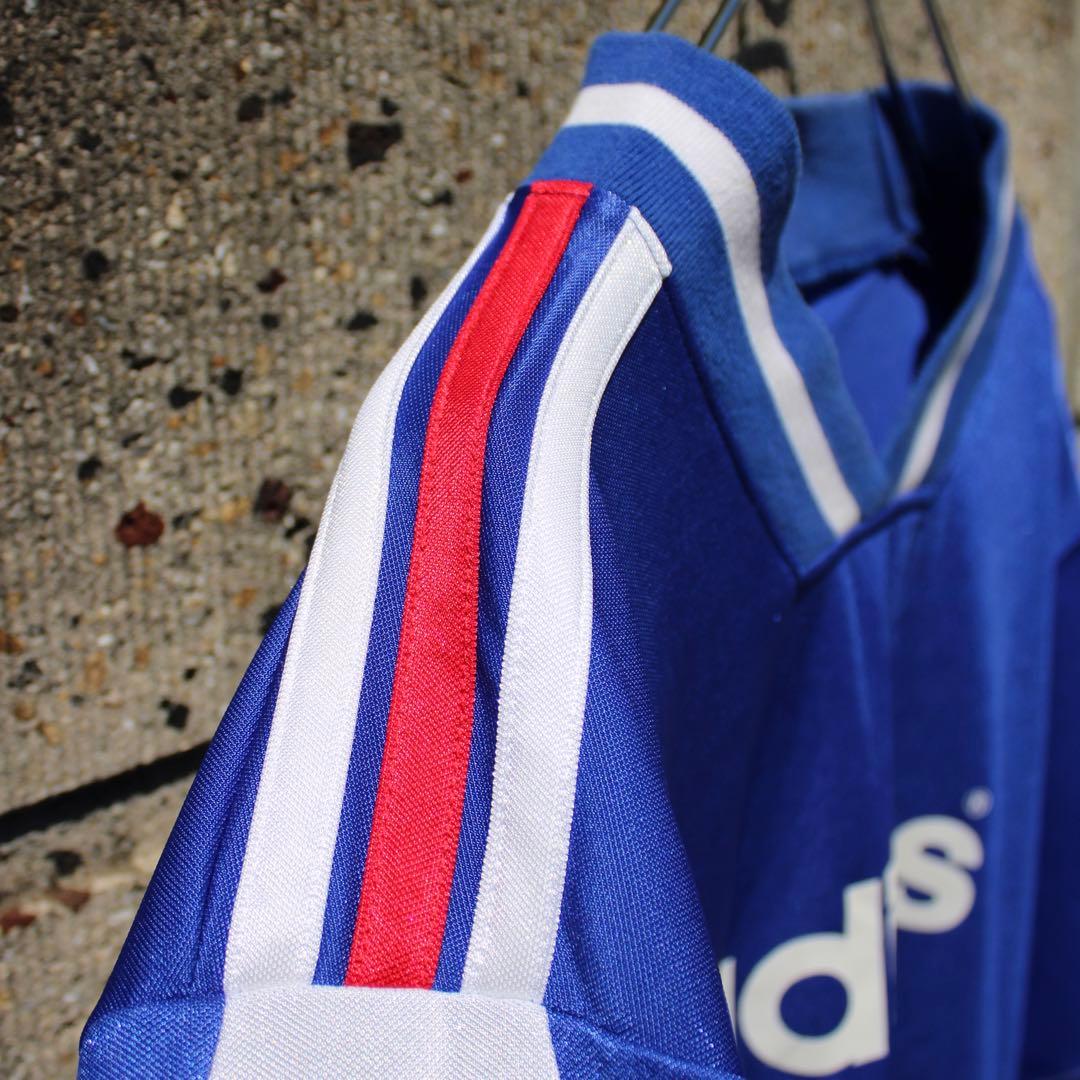 90's adidas 三つ葉ロゴ入りトリコロール 古着オールドウェア　デサント