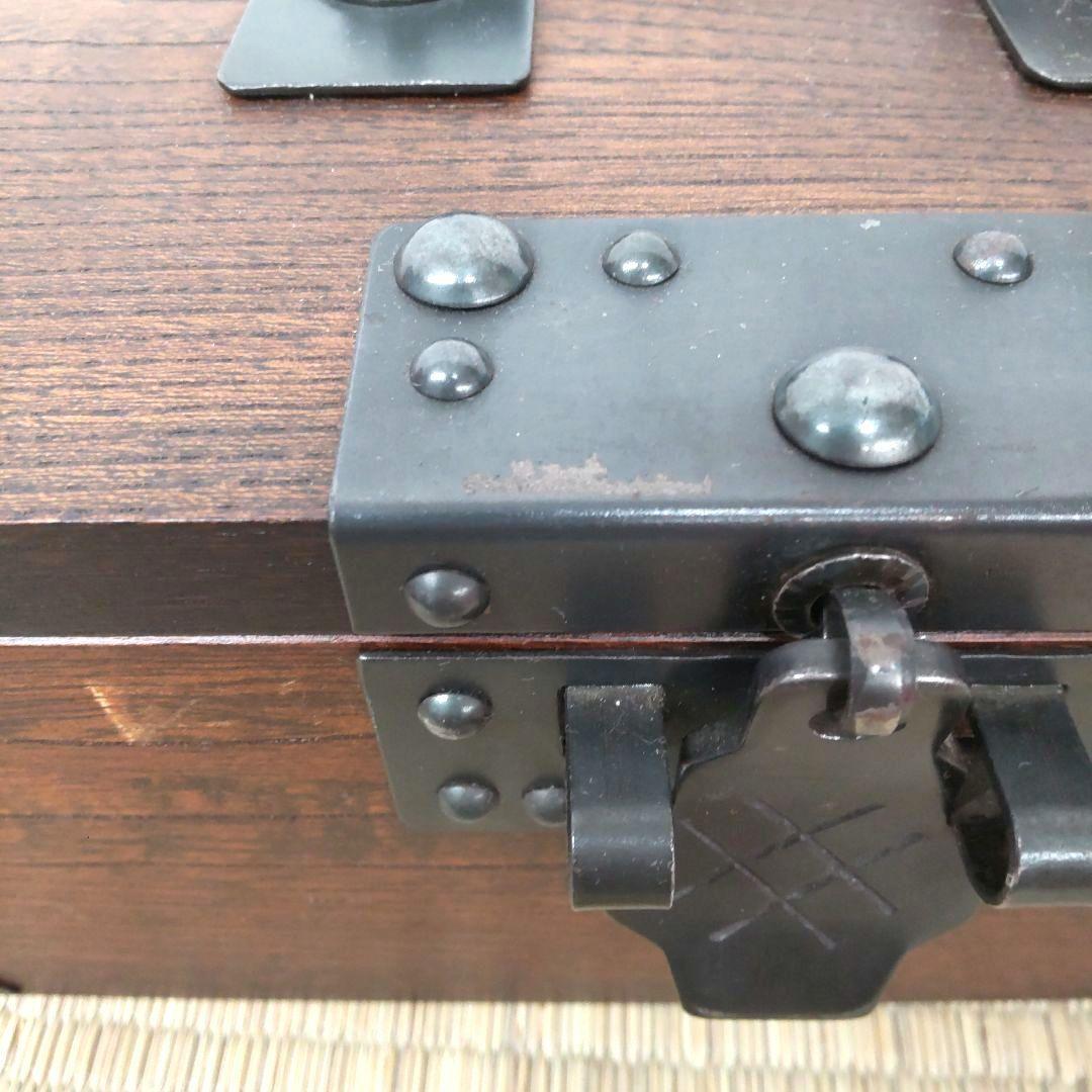 欅の千両箱 ☆銭箱☆ 金庫 　鍵付き 　鉄金具 小物入れ 　ビィンテージ