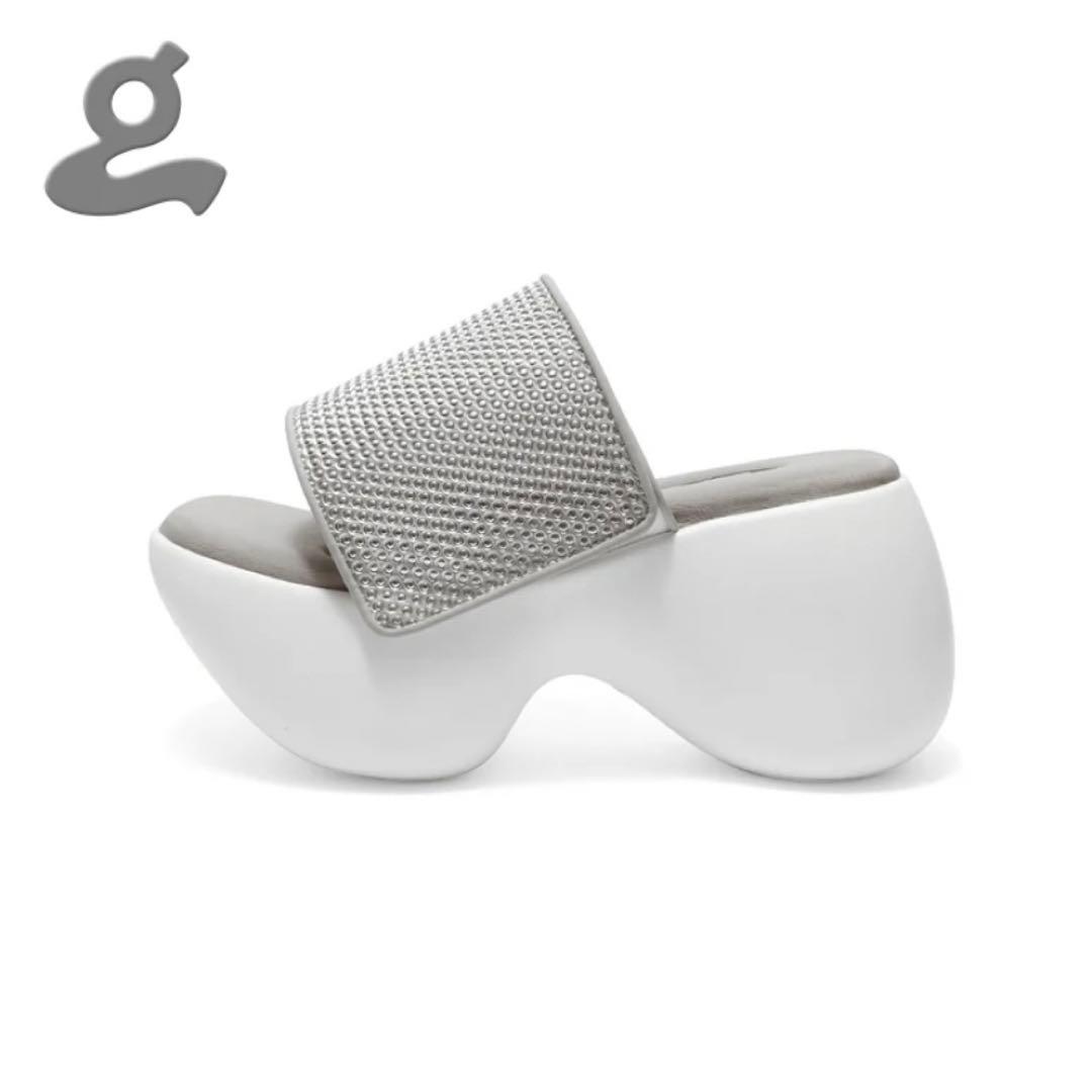 Grape 靴 WHITE PLATFORM SLIPPERS TELSTAR