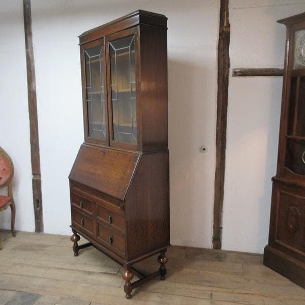 イギリス アンティーク 家具 ビューローブックケース デスク 本棚 6031e