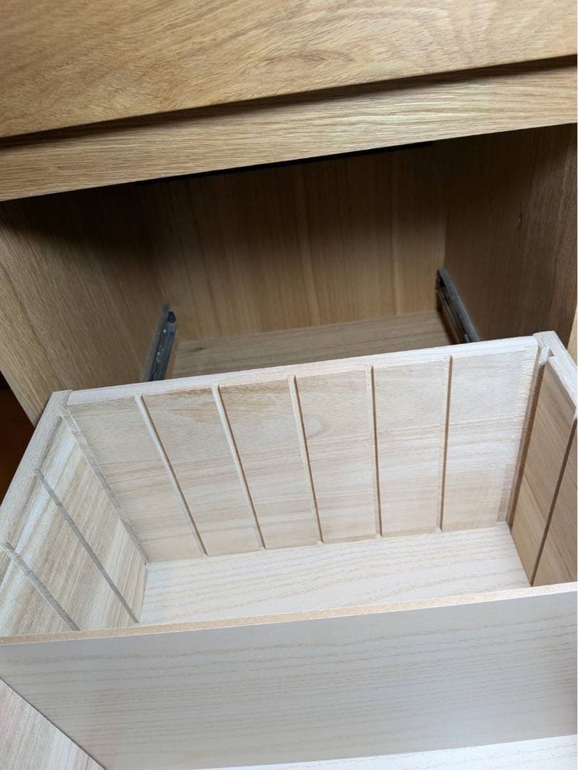 ■送料込■無印 MUJI 無垢材デスクキャビネットワイド オーク材脇机引出し収納