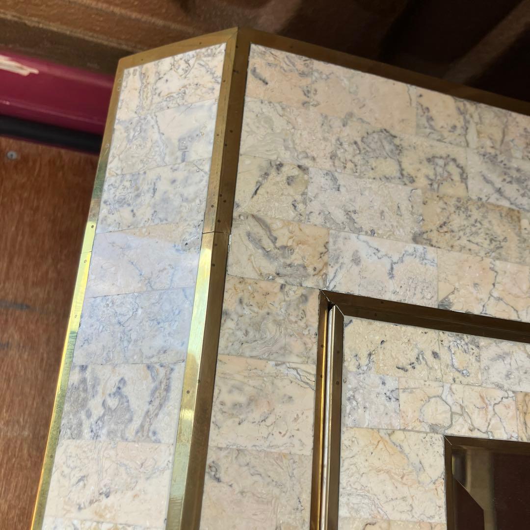 イタリア家具 大理石張り ガラスショーケース 飾り棚 アンティーク ビンテージ