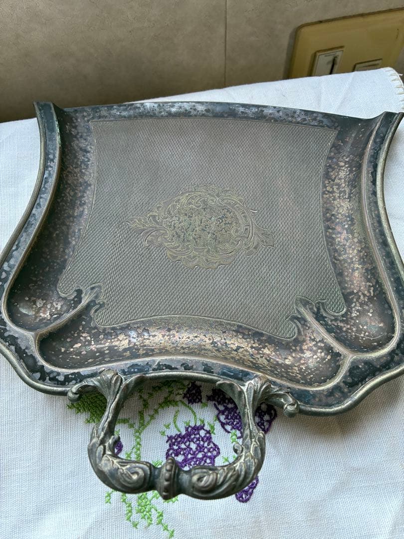 フランス　アンティーク 美しい　ダストパン シルバー　ちりとり　チリトリ　レア