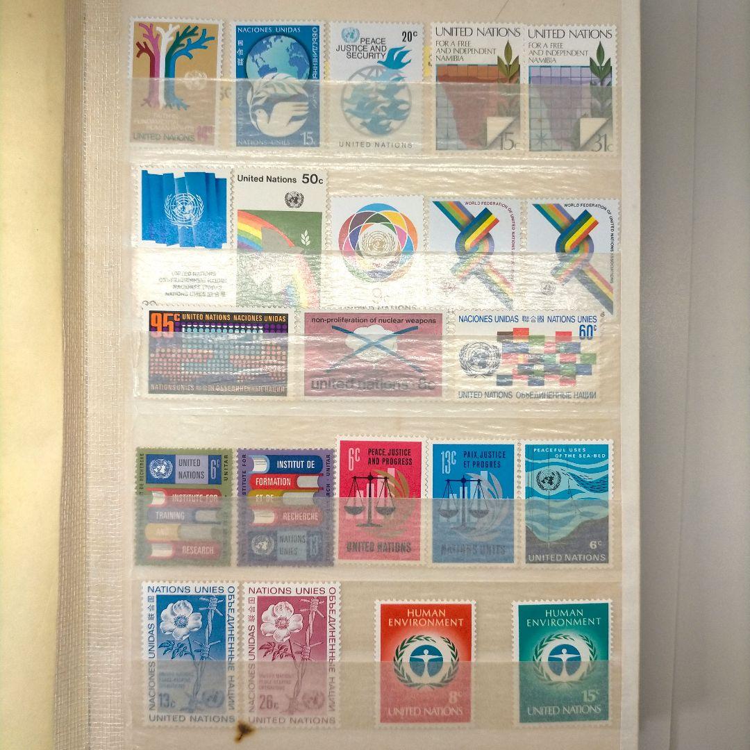 2253 外国切手 国連切手 大量まとめ16ぺ一ジ分全て未使用アルバム付き