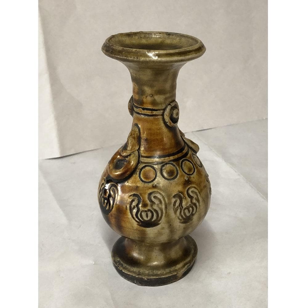 e2817 古瀬戸 尊式花入 高さ15.6 耳付花入 徳利 花入 花器 仏花器