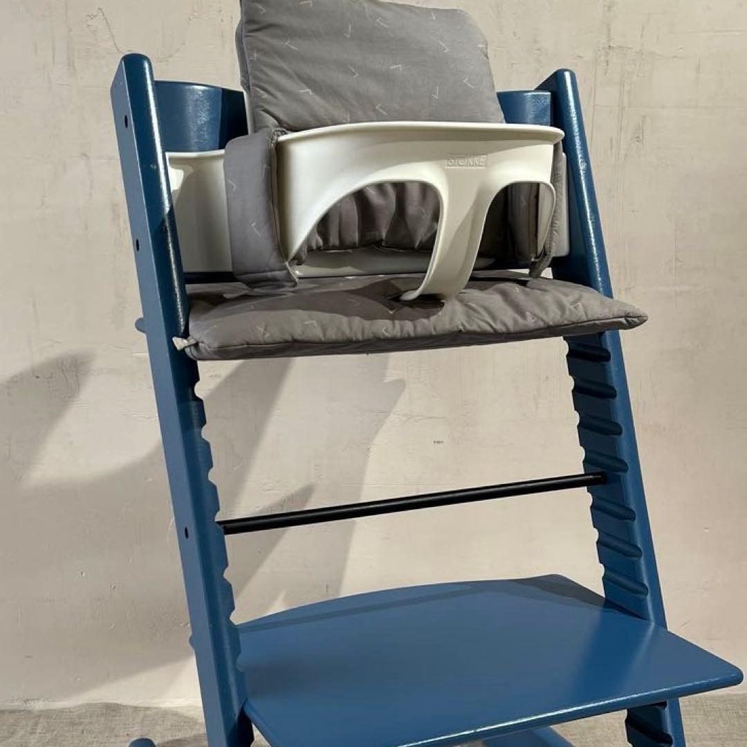 ストッケ　トリップ トラップ　ブルー　　+ベビーセット　+おまけクッション