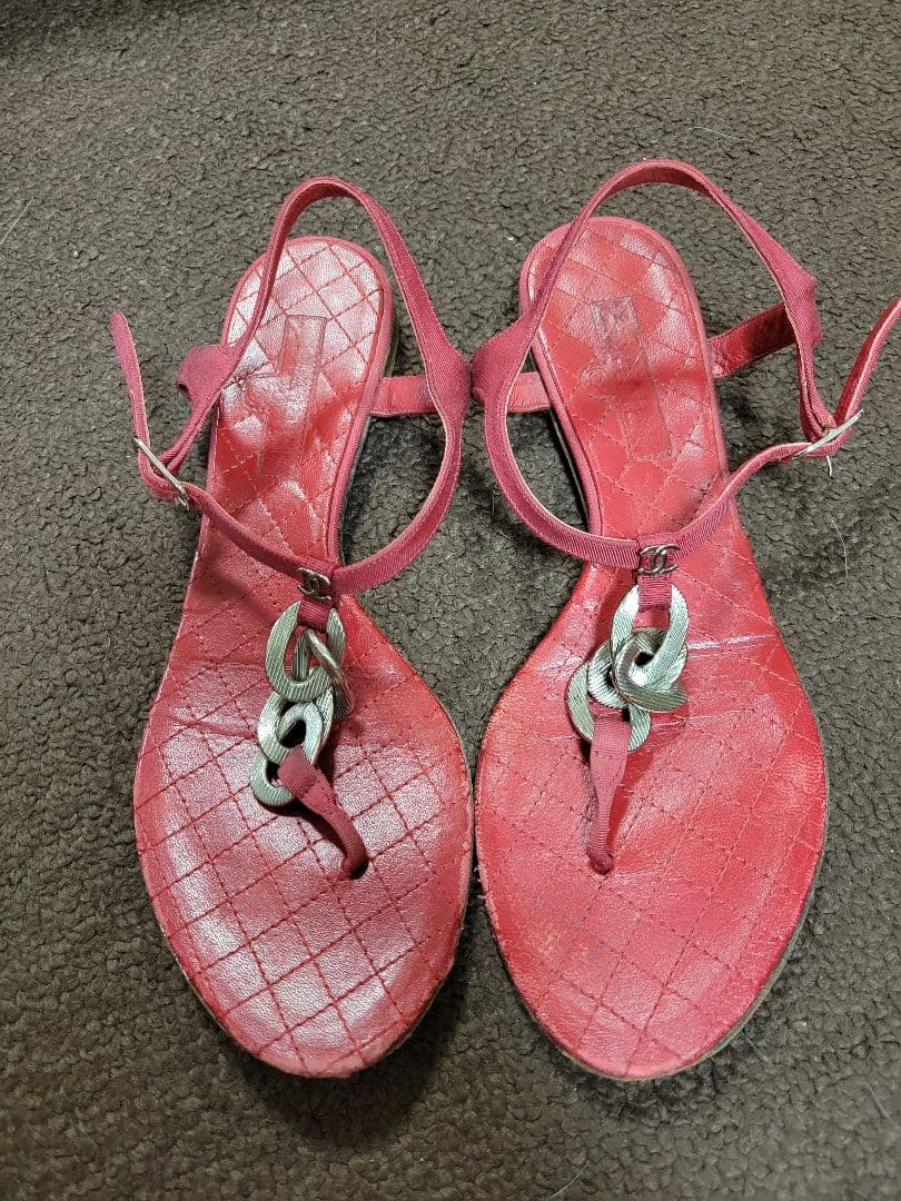 CHANEL チェーン フラットサンダル