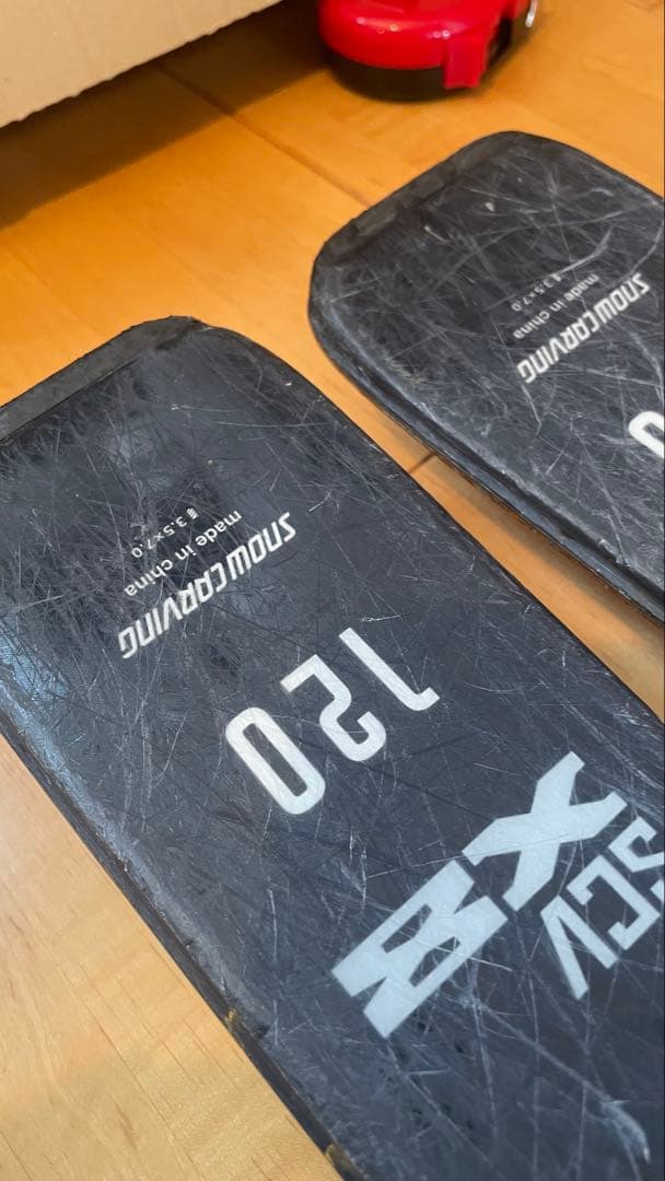 カービングスキー板120cmセットビンディングストック赤 子供キッズ ジュニア