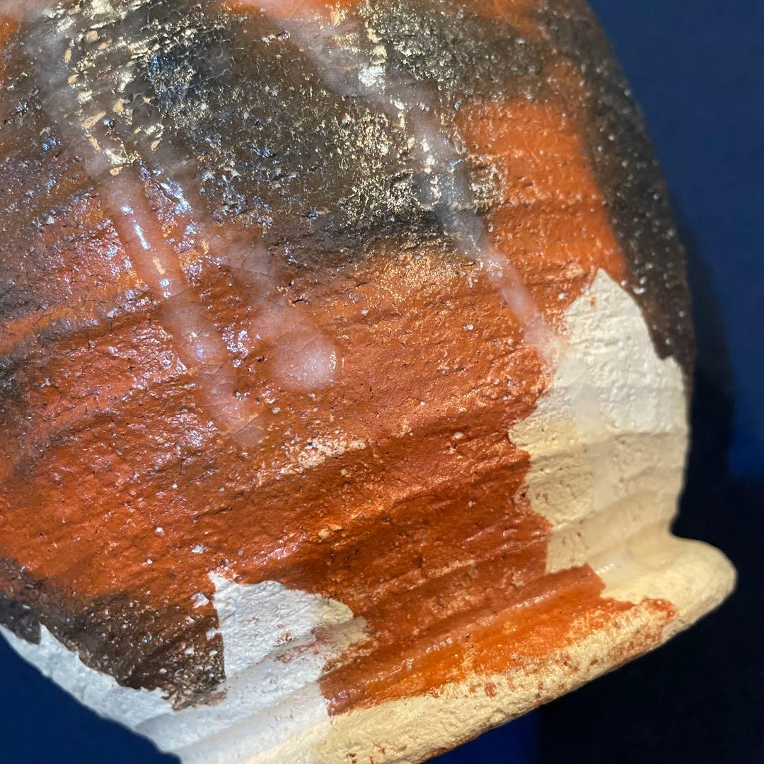 茶道具【吉村 楽入】(造)の『赤楽 種壷 水指』共箱　※美品【吉村 重生】水指