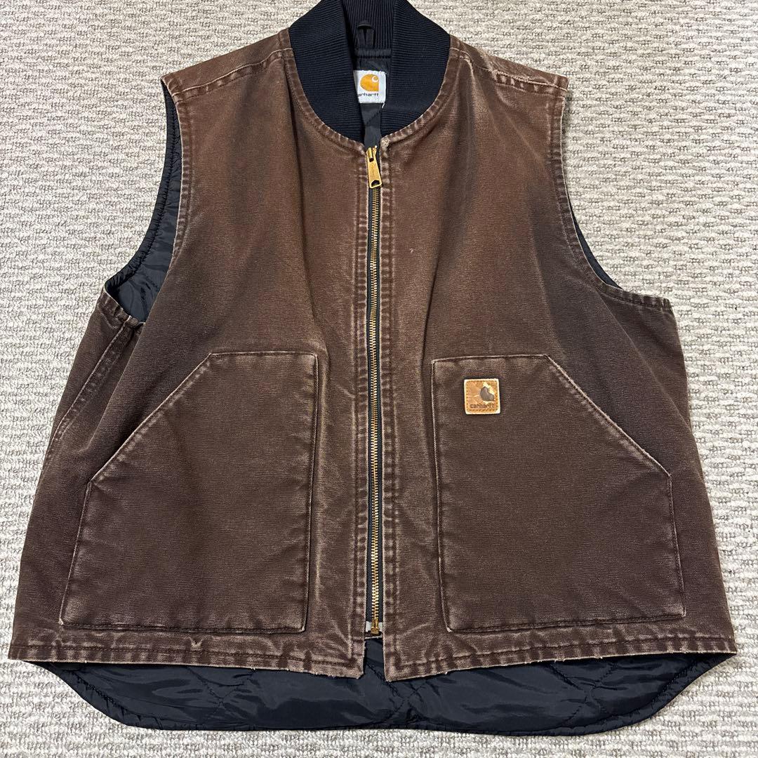 超激渋カッコ良すぎるCarhartt ダックベスト USA製　鬼フェード