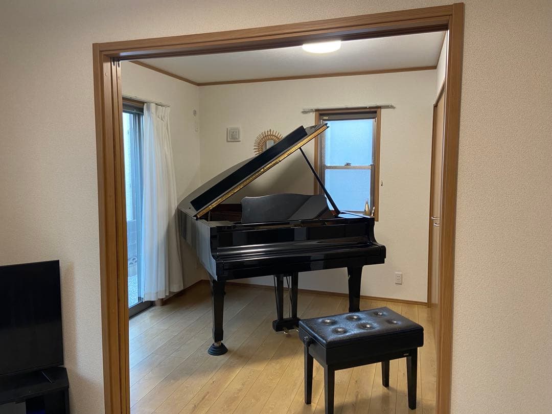 黒色 グランドピアノ カバー付き YAMAHA C3 3370587 2本ペダル