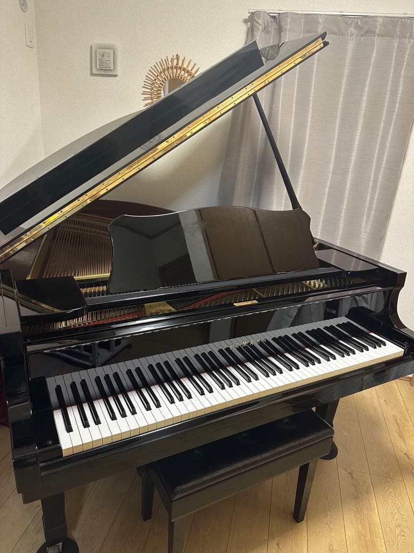 黒色 グランドピアノ カバー付き YAMAHA C3 3370587 2本ペダル