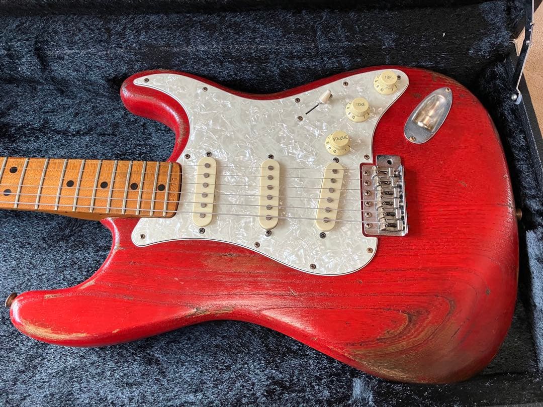 75年製Fernandes シースルーレッド オールラッカーレリック ストラト