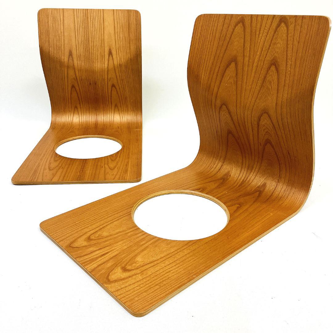 Tendo 天童木工 座椅子 2脚セット 藤森健次 曲げ木 ケヤキ板目 曲木⑲