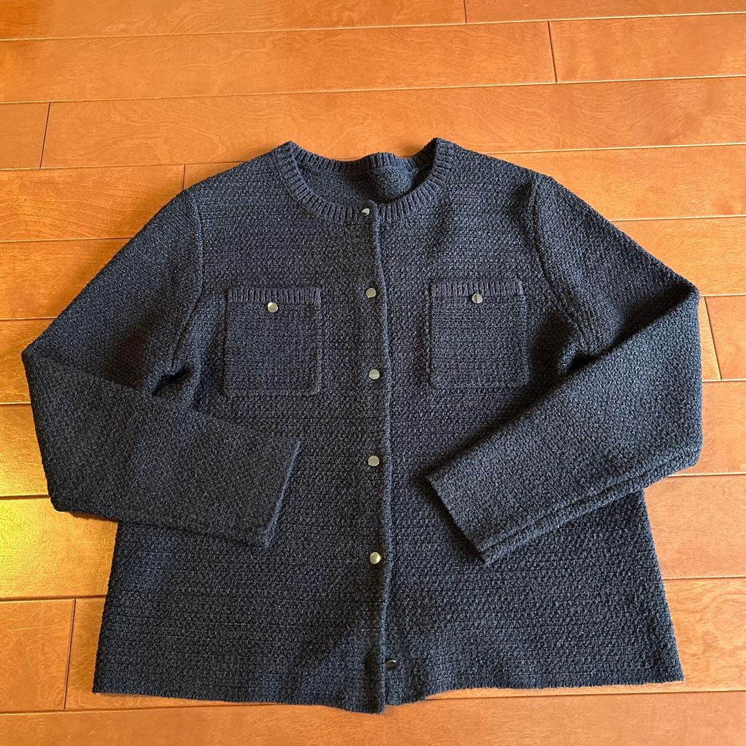 ソージュ soeju 鹿の子ニットカーディガン　ネイビー