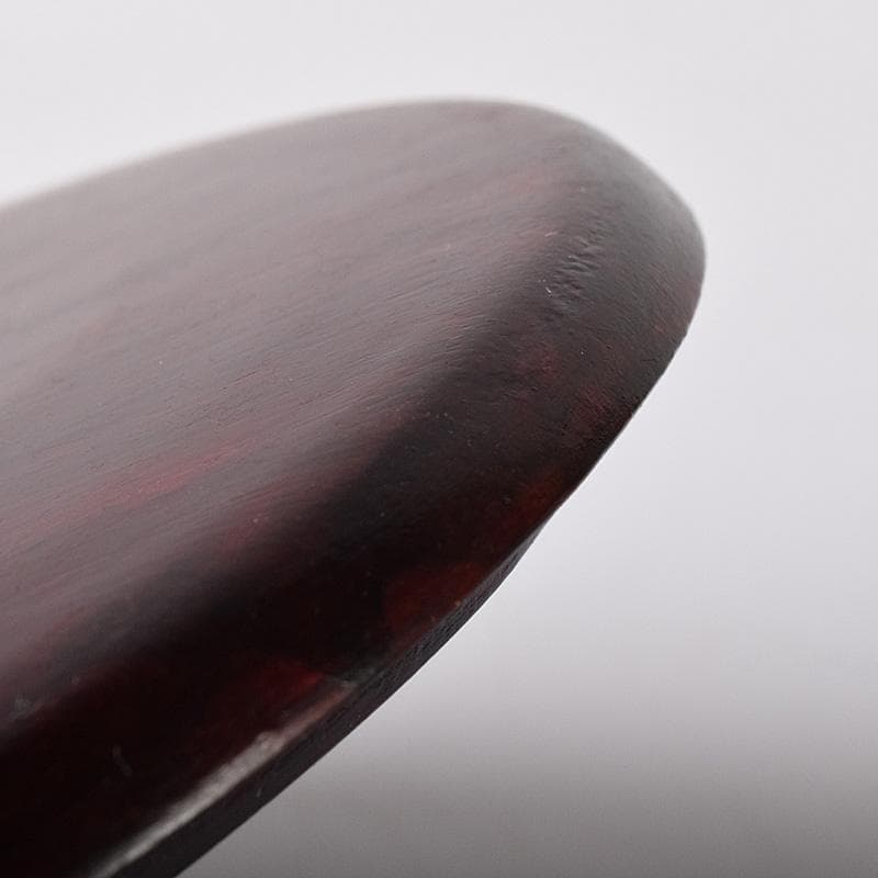 たまご中国　書道具　端渓硯　圓硯　唐木蓋付　C　7575