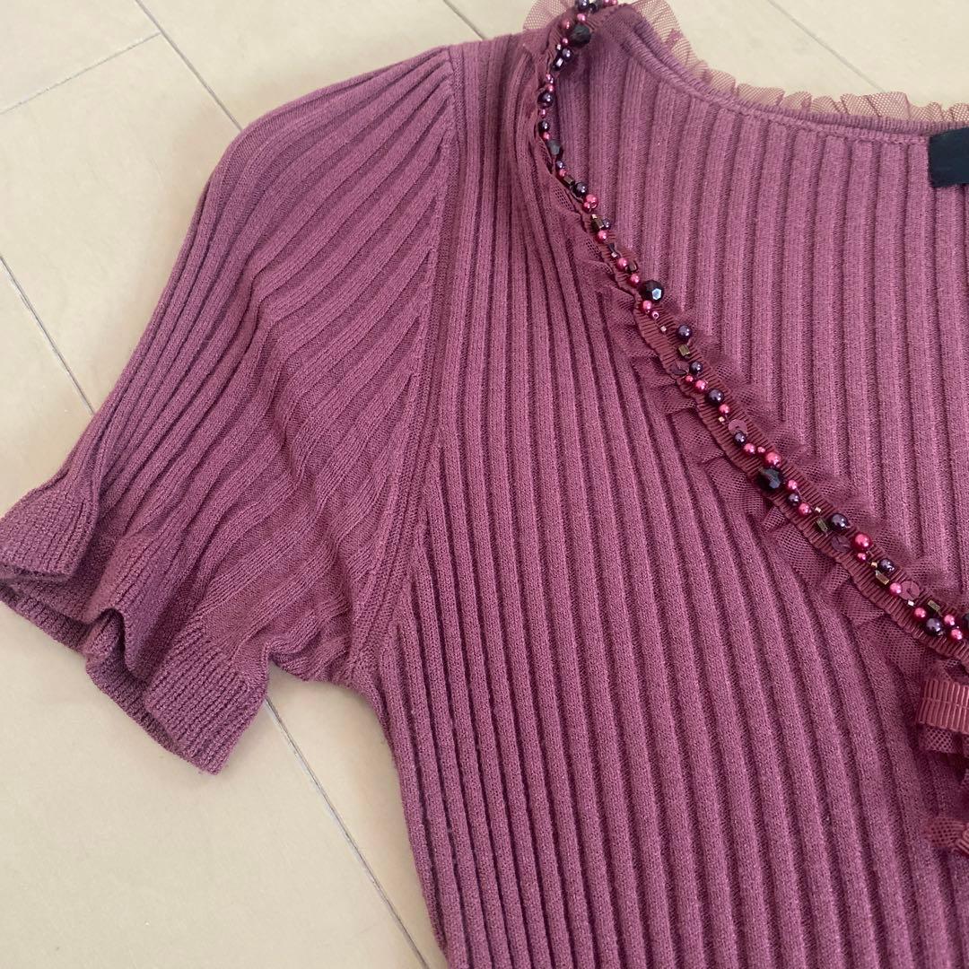 EPoca リブ編みパープルトップス ITL 40