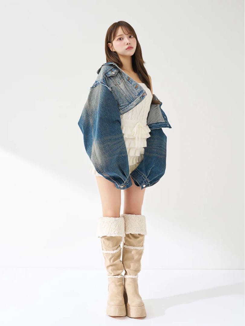 【新品タグ付き】Darich フリルニットコンビネゾン アイボリー F