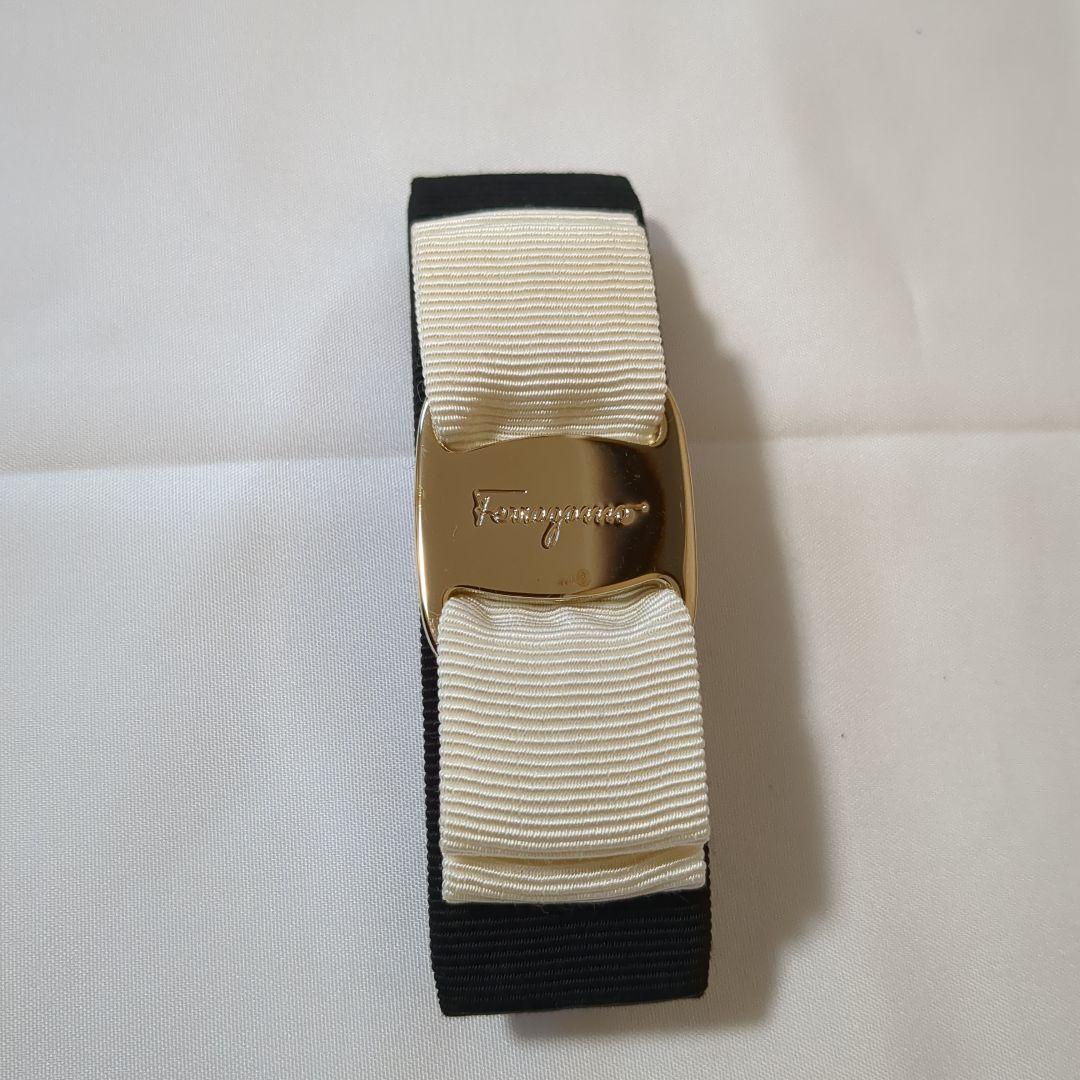 フェラガモバレッタ リボン バイカラー ヘアアクセサリー 結婚式 ドレス 箱付き