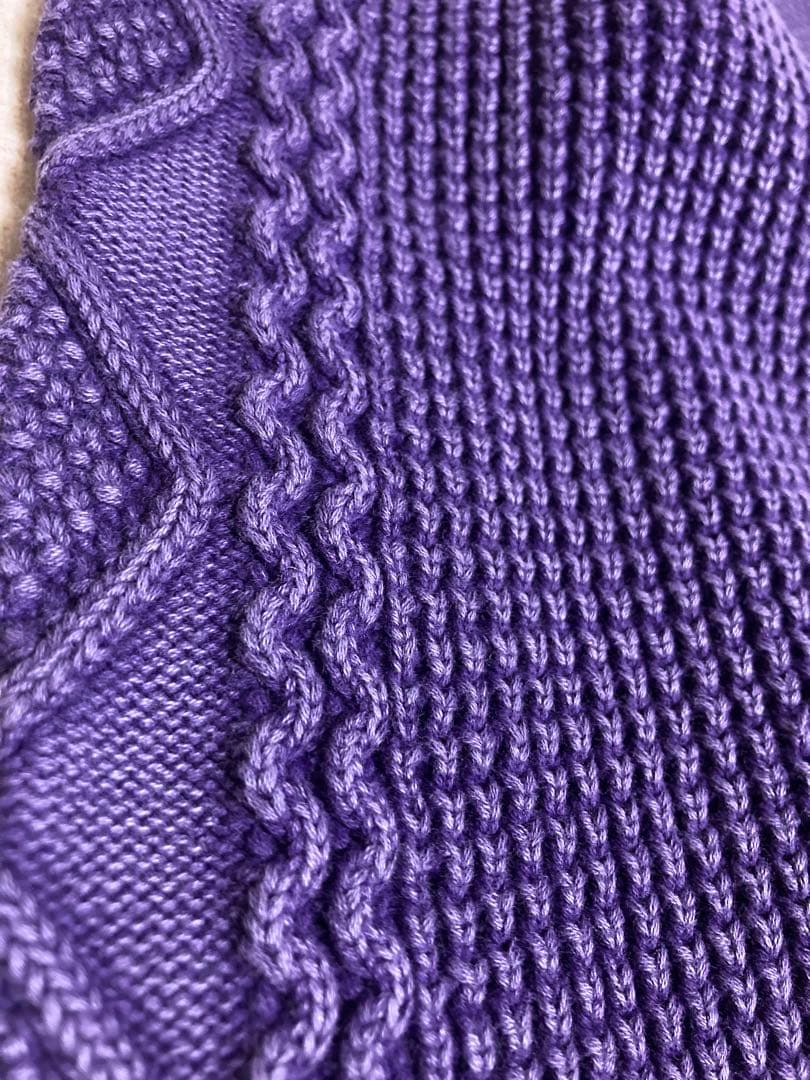 極美品 希少カラー ショット ワッフル クルーネック サーマルニット ケーブル