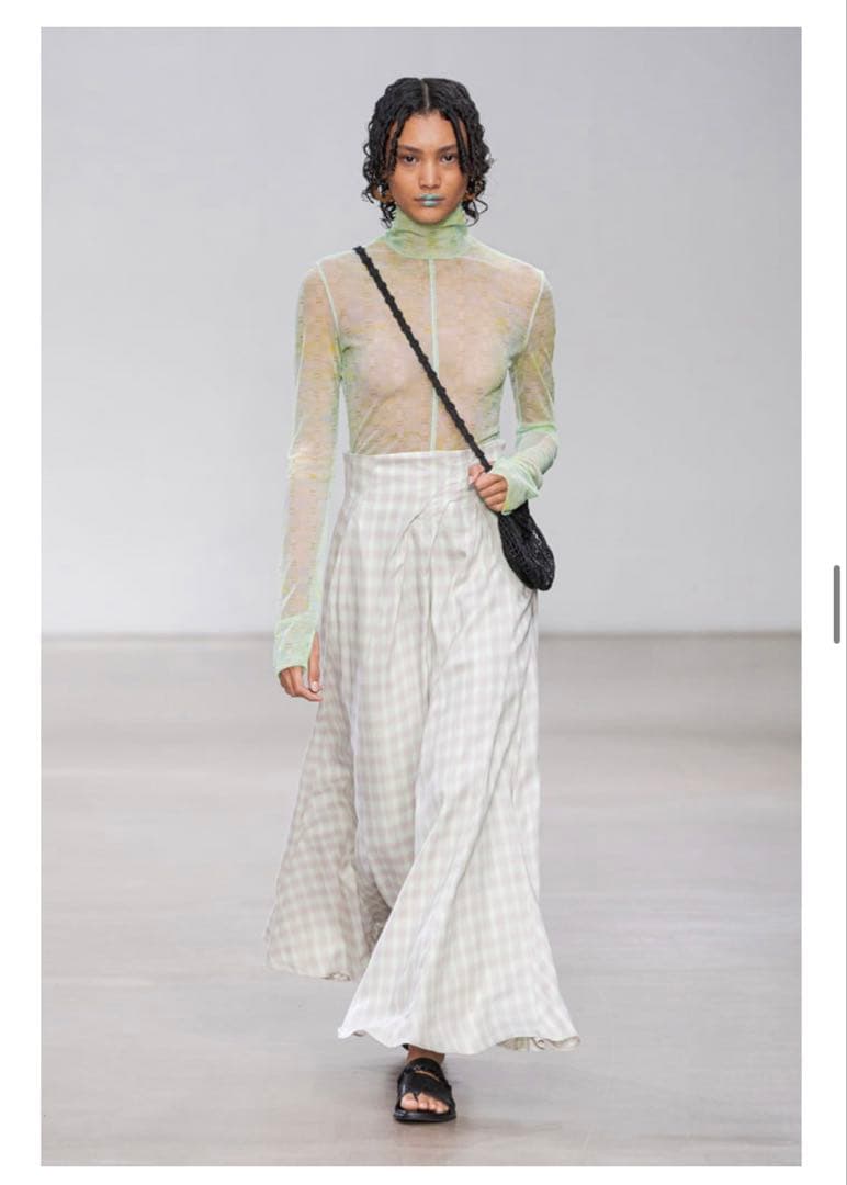 mame kurogouchi マーブルプリント シアー ハイネック トップス