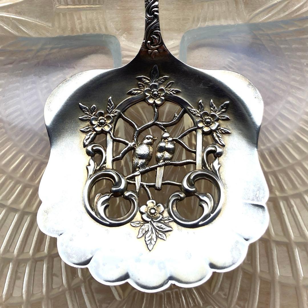 純銀　ナッツ　スプーン　透かし　Love bird