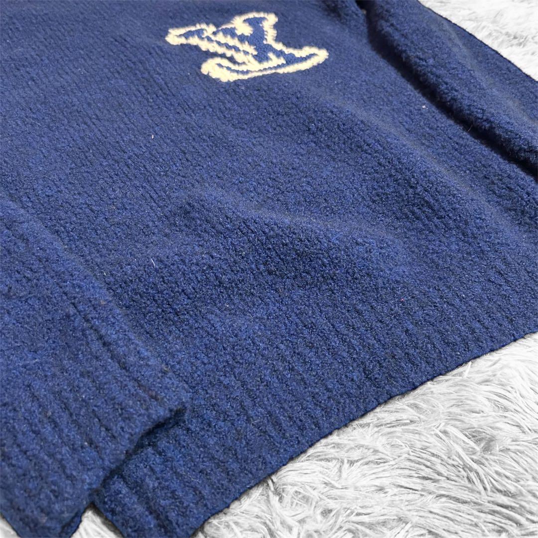 【美品】ルイヴィトン LVインタルシアクルーネックニット セーター ブルー