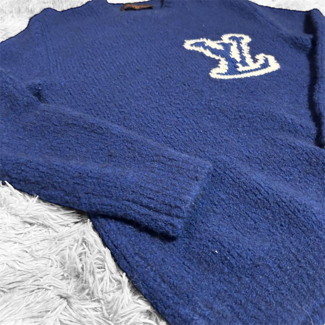 【美品】ルイヴィトン LVインタルシアクルーネックニット セーター ブルー