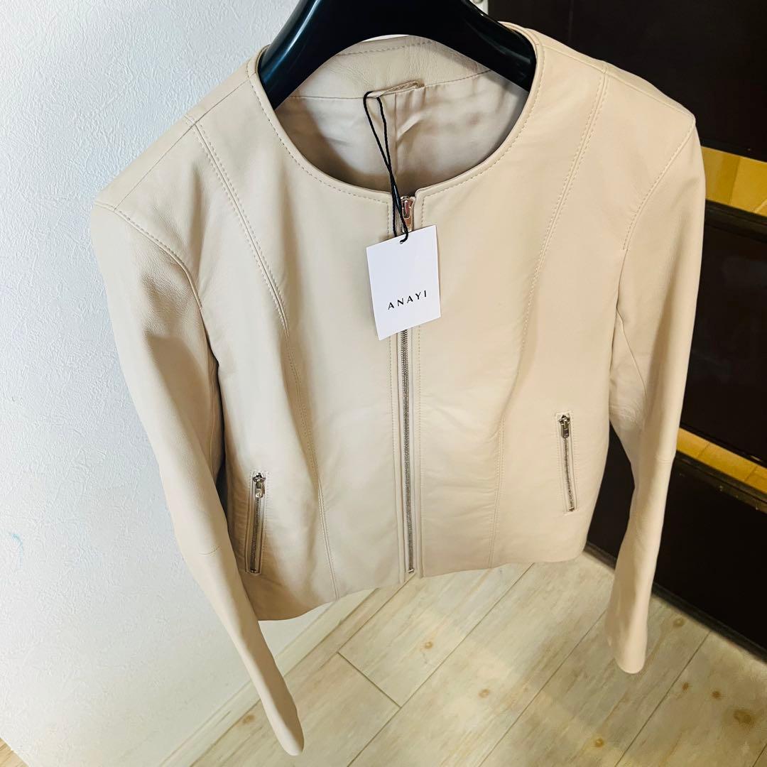 新品☆ ANAYI ラムレザーファスナージャケット/セオリー、23区、ロペ