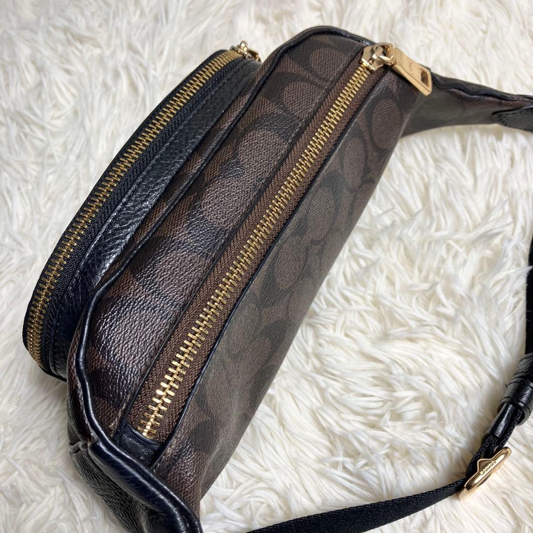 COACH＊ ウエストバッグ レザー シグネチャーブラウン
