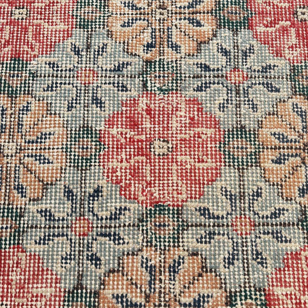 トルコ　ヴィンテージラグ　ピンク　グリーン