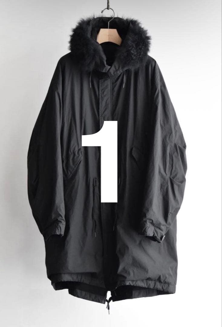 【新品】COMOLI 25AWコットンナイロンミリタリーフーデッドコートサイズ1