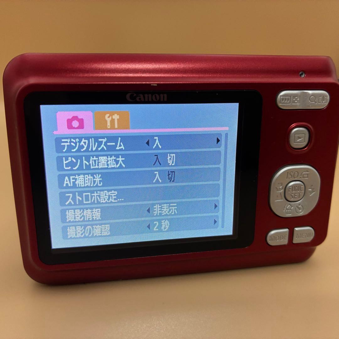 ★極美品★ Canon PowerShot A480 レッド 単3電池 コンデジ