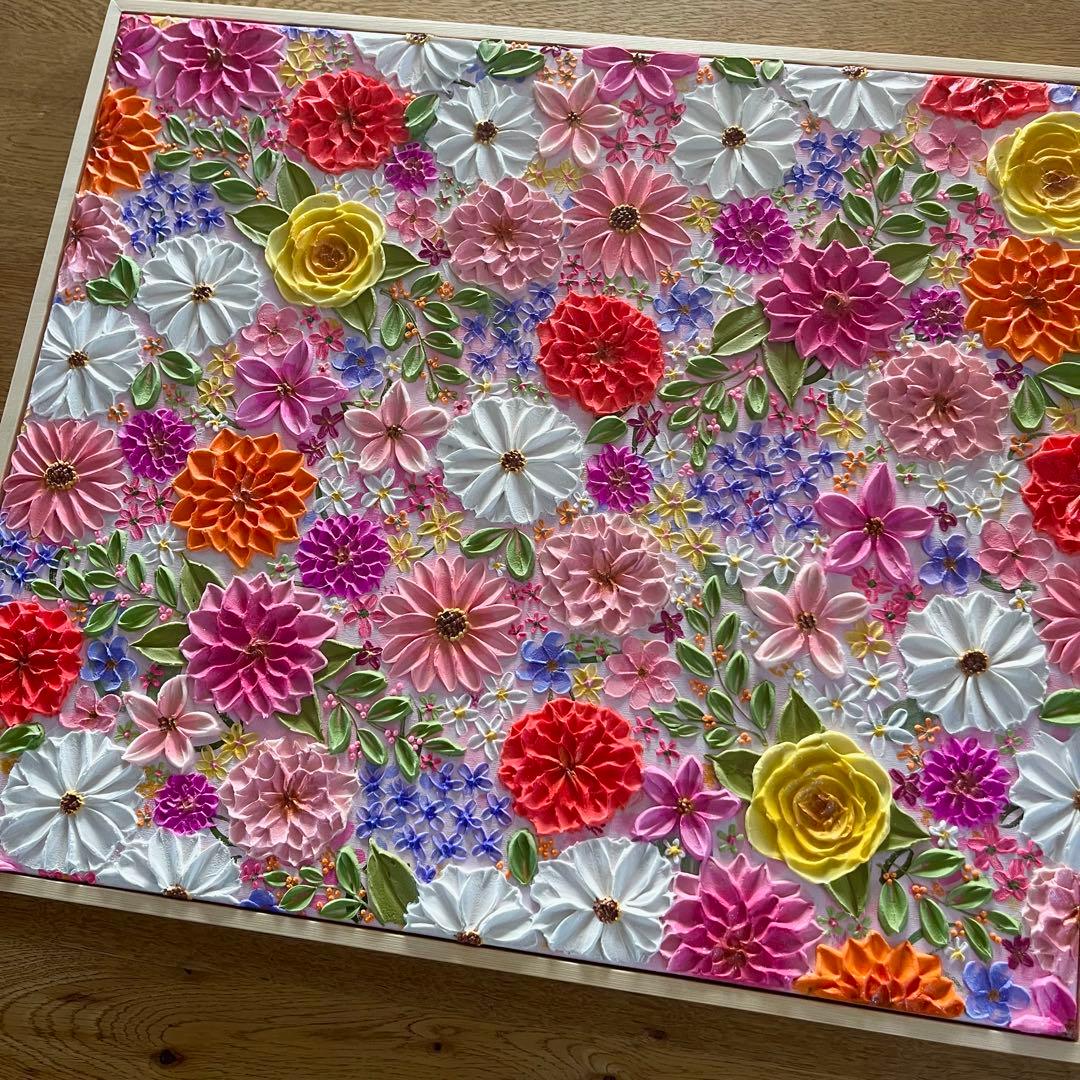 絵画 フラワーアート 花の絵 現代アート アートパネル　花柄　フラワーインテリア