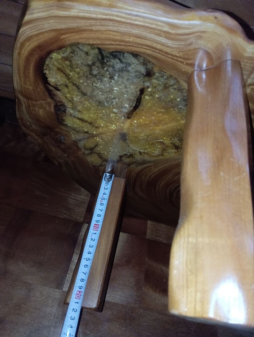 昭和レトロ 木製座卓 天然木 一枚板 センターテーブル 花台 鯉と紅葉のデザイン