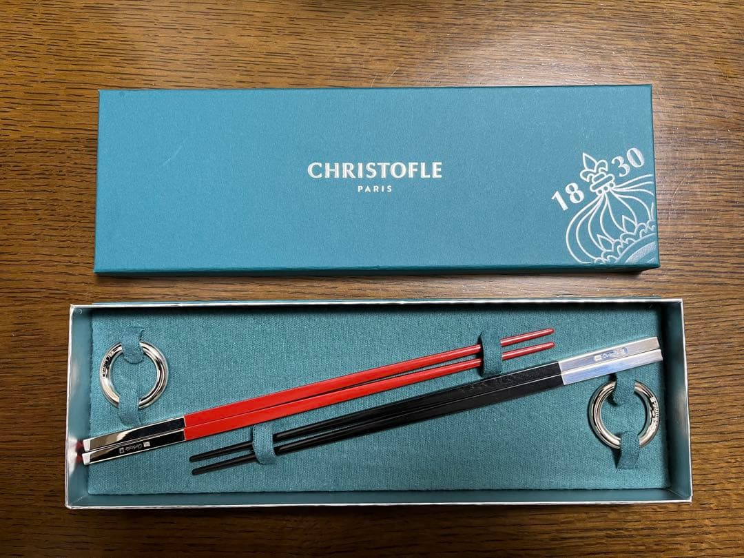 CHRISTOFLE 赤黒箸セット