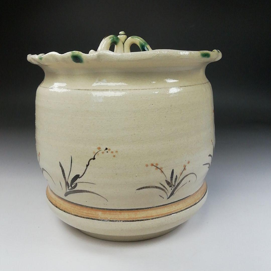 Ｔ１９２　水指　『弥七田織部』『桃山窯　林英仁』　共箱　茶道具