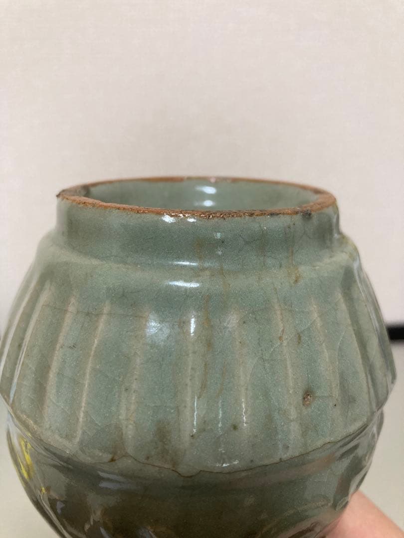 天龍寺青磁　龍泉窯青磁 双魚耳瓶　七官青磁