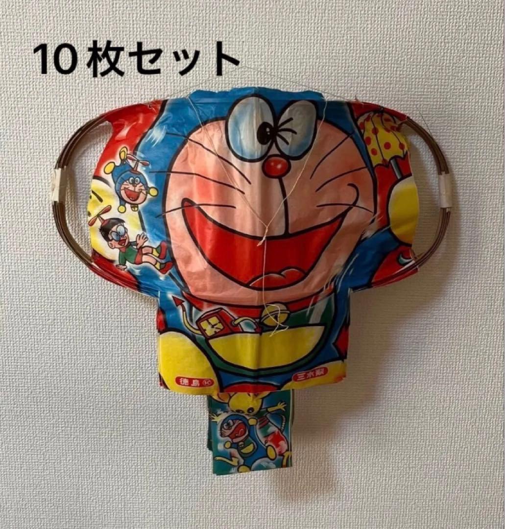 【2月限定価格】【長期保管品】昭和レトロ　竹ひご製　ドラえもん凧　10枚セット