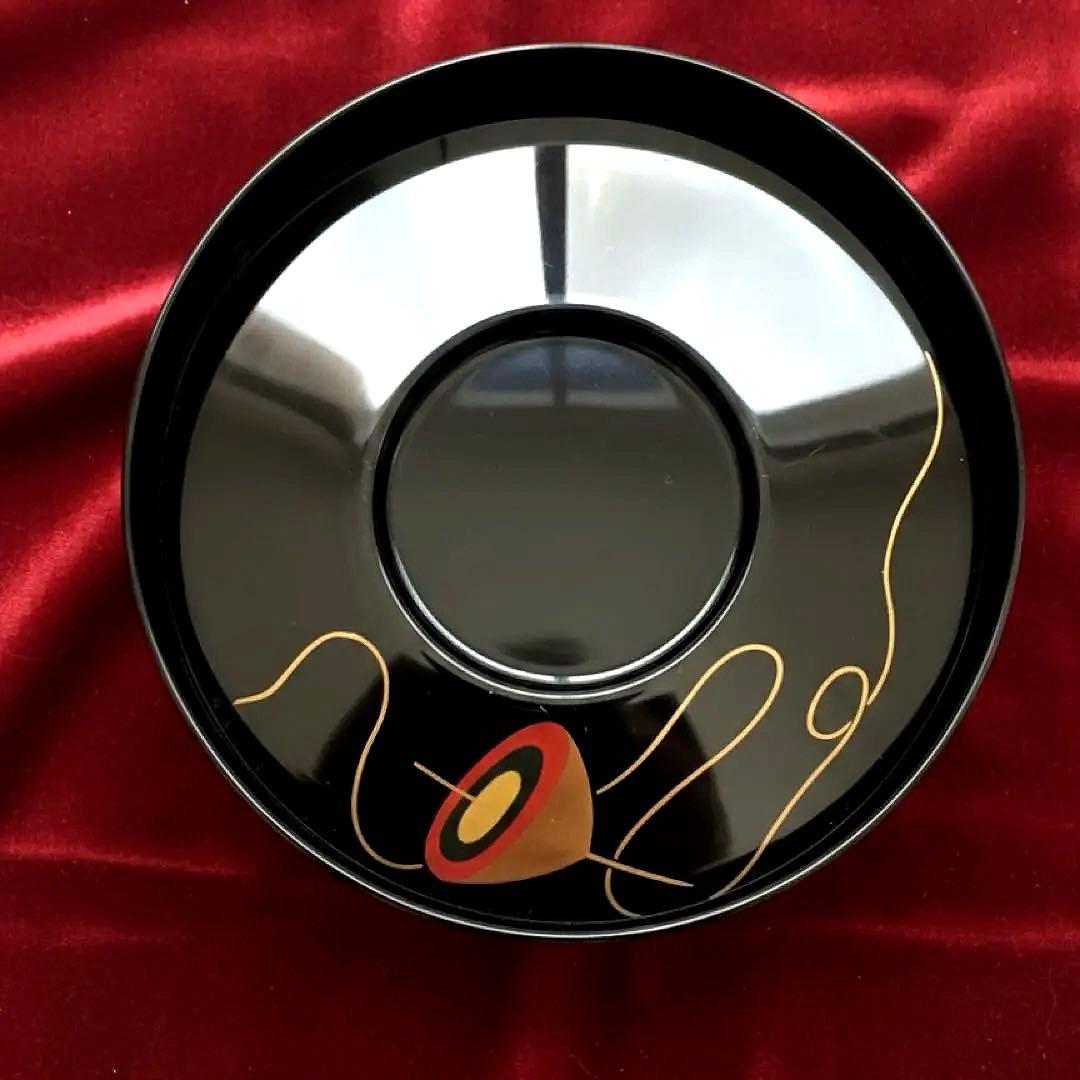 【時代物】金沢漆器 能作謹製 独楽蒔絵 千筋吸物椀×5客セット縁起物 民藝